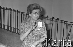 Czerwiec 1981, Warszawa, Polska.
I Walne Zebranie Delegatów NSZZ „Solidarność” Region Mazowsze w gmachu Politechniki Warszawskiej. Na zdjęciu Krystyna Romaniuk.
Fot. NN, zbiory Ośrodka KARTA/Independent Polish Agency (IPA) przekazał Józef Lebenbaum
