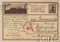 8.04.1940, Ploesti, Rumunia.
Kartka pocztowa wysłana przez Roberta Wodzińskiego z Rumunii do Marii Stafiejowej w Rzeszowie [via Niemcy].
Fot. zbiory Ośrodka KARTA, udostępnił Tadeusz Deszkiewicz