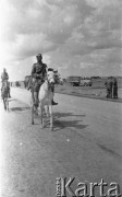 1943, Qizil Ribat, Irak.
Irakijski żołnierz konno, w tle samochód ciężarowy.
Fot. Czesław Dobrecki, zbiory Ośrodka KARTA, Pogotowie Archiwalne [PAF_015], przekazał Krzysztof Dobrecki
