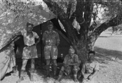 1940, Palestyna.
Żołnierze Samodzielnej Brygady Strzelców Karpackich przed namiotem.
Fot. Czesław Dobrecki, zbiory Ośrodka KARTA, Pogotowie Archiwalne [PAF_015], przekazał Krzysztof Dobrecki