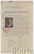 8.06.1927, Lwów, Polska.
Świadectwo dojrzałości Haliny Redychówny z prywatnego gimnazjum humanistycznego Sióstr Najświętszej Rodziny z Nazaretu we Lwowie. 
Fot. zbiory Ośrodka KARTA, udostępniła Elżbieta Sławikowska