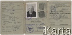 24.07.1943, Rachanie, pow. Zamość, Polska.
Kenkarta Emila Karola Redycha (ur. 23.03.1870 w Kielcach, zm. 3.04.1948 w Tarnawatce).
Fot. zbiory Ośrodka KARTA, udostępniła Elżbieta Sławikowska