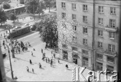 25.05.1988, Warszawa, Polska.
Ulica Marszałkowska róg Świętokrzyskiej. Akcja transparentowo - ulotkowa, skierowana do 