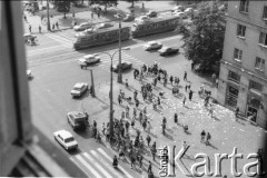25.05.1988, Warszawa, Polska.
Ulica Marszałkowska róg Świętokrzyskiej. Akcja transparentowo - ulotkowa, skierowana do 