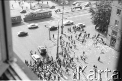 25.05.1988, Warszawa, Polska.
Ulica Marszałkowska róg Świętokrzyskiej. Akcja transparentowo - ulotkowa, skierowana do 