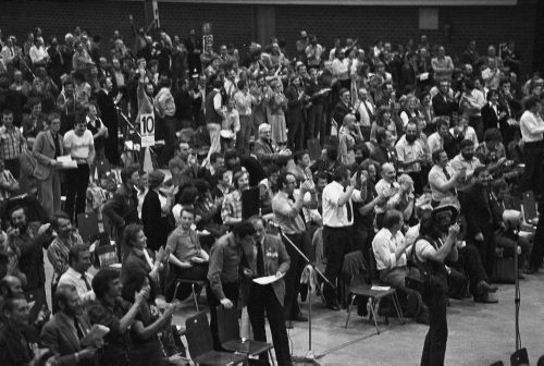 Październik 1981, Gdańsk, Polska..
Obrady I Krajowego Zjazdu Delegatów NSZZ 