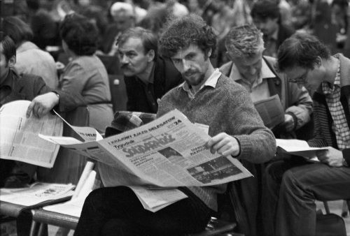 Październik 1981, Gdańsk, Polska..
Obrady I Krajowego Zjazdu Delegatów NSZZ 