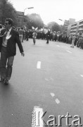 12.05.1981, Warszawa, Polska..
Manifestacja po ogłoszeniu decyzji o rejestracji Niezależnego Samorządnego Związku Zawodowego 