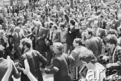 12.05.1981, Warszawa, Polska..
Manifestacja po ogłoszeniu decyzji o rejestracji Niezależnego Samorządnego Związku Zawodowego 