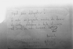 Wrzesień lub październik 1981, Gdańsk, Polska..
I Krajowy Zjazd Delegatów NSZZ „Solidarność”. Na zdjęciu fragment gazetki ściennej wykonywanej przez delegatów.
Fot. NN, zbiory Ośrodka KARTA, udostępnił Krzysztof Frydrych.
