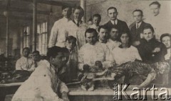 Ok. 1930, brak miejsca, Polska.
Studenci medycyny podczas zajęć w prosektorium.
Fot. NN, zbiory Ośrodka KARTA, Pogotowie Archiwalne [PAF_050], udostępnił Krzysztof Drozdowski