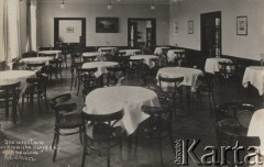 1930-1934, Inowrocław, woj. Poznań, Polska.
Jadalnia w budynku sanatorium na terenie Uzdrowiska Ubezpieczalni Krajowej.
Fot. Droszcz, zbiory Ośrodka KARTA, Pogotowie Archiwalne [PAF_050], udostęnił Krzysztof Drozdowski