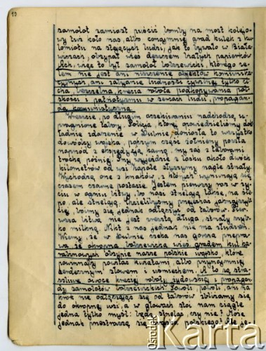 19.09-16.11.1939, Polska.
Dziennik pisany przez Barbarę Majewską podczas ucieczki rodziny przed bolszewikami po 17 września 1939 i podarowany matce - Marii Majewskiej, z okazji imienin w grudniu 1940 r.
Fot. zbiory Ośrodka KARTA, udostępniła Barbara Majewska-Luft