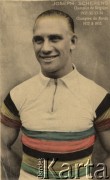 Lata 30-te, brak miejsca.
Joseph Scherens - mistrz świata w sprincie.
Fot. NN, zbiory Ośrodka Karta, udostępniło Warszawskie Towarzystwo Cyklistów (WTC).