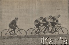 Przełom XIX i XX wieku, brak miejsca.
Cyklistka Lisette, zwyciężczyni wyścigu ośmiodniowego (270 km. 239 m.).
Fot. NN, zbiory Ośrodka Karta, udostępniło Warszawskie Towarzystwo Cyklistów (WTC).