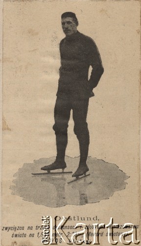 6.02.1899, Davos, Szwajcaria.
Portret zwyciÍzcy trzech z czterech dystansůw i zdobywcy Mistrzostwa Ćwiata - Norwega Pedera Oestlunda w ≥yŅwach.
Fot. NN, zbiory Oúrodka Karta, udostÍpni≥o Warszawskie Towarzystwo Cyklistůw (WTC).