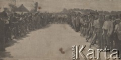 Czerwiec 1907, Ołtarzew, Polska pod zaborem rosyjskim.
Zawodnicy startujący w wyścigu.
Fot. NN, zbiory Ośrodka Karta, udostępniło Warszawskie Towarzystwo Cyklistów (WTC).