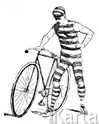 XIX wiek, brak miejsca.
Rysunek przedstawiający cyklistę.
Fot. NN, zbiory Ośrodka Karta, udostępniło Warszawskie Towarzystwo Cyklistów (WTC).