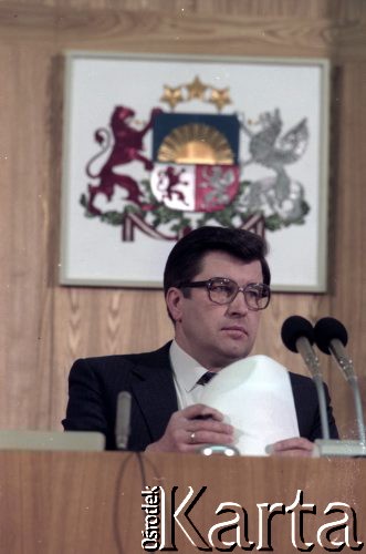 Początek lat 90., Ryga, Łotwa.
Anatolijs Gorbunovs - przewodniczący łotewskiego parlamentu.
Fot. Wojciech Druszcz, zbiory Ośrodka KARTA
