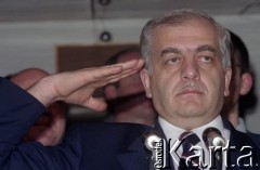 1991, Gruzja.
Miting wyborczy. Na zdjęciu wybrany w wyborach powszechnych na pierwszego prezydenta demokratycznej Gruzji Zwiad Gamsachurdii.
Fot. Wojciech Druszcz, zbiory Ośrodka KARTA