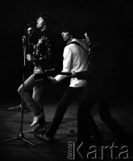 13.04.1967, Warszawa, Polska.
Sala Kongresowa Pałacu Kultury i Nauki. Pierwszy koncert zespołu The Rolling Stones w Polsce. Z przodu wokalista Mick Jagger.
Fot. Wojciech Druszcz, zbiory Ośrodka KARTA
