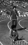 1972, Bydgoszcz, Polska.
Irena Szewińska - lekkoatletka, siedmiokrotna medalistka olimpijska - podczas Międzynarodowego Memoriału Janusza Kusocińskiego.
Fot. Wojciech Druszcz, zbiory Ośrodka KARTA