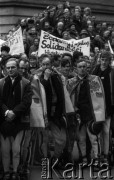 10.02.1981, Warszawa, Polska.
Manifestacja rolników przed siedzibą Sądu Najwyższego w związku z rozprawą rewizyjną w sprawie rejestracji Niezależnego Samorządnego Związku Zawodowego Rolników Indywidualnych 