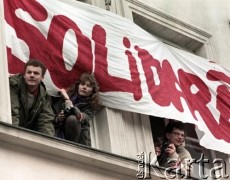 1989, Warszawa, Polska.
Uniwersytet Warszawski. Manifestacja NSZZ 