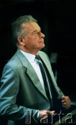 13.02.1995, Warszawa, Polska.
Minister spraw wewnętrznych generał Czesław Kiszczak. Nz. W czasie procesu jako oskarżony o bezprawne zezwolenie na użycie broni palnej przez oddziały milicji w grudniu 1981 roku w kopalniach Wujek i Manifest Lipcowy. 
Fot. Wojciech Druszcz, zbiory Ośrodka KARTA