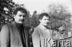 Maj 1989, Sopot, Polska.
Bracia Lech (z lewej) i Jarosław Kaczyńscy. Zdjęcie wykonane podczas kampanii wyborczej przed wyborami parlamentarnymi.
Fot. Leszek Pękalski, zbiory Ośrodka KARTA