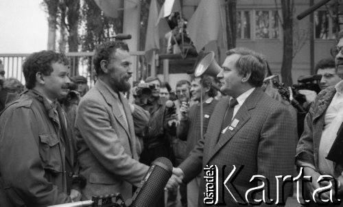 29.04.1989, Gdańsk, Polska.
Stocznia Gdańska im. Lenina. Spotkanie Lecha Wałęsy z kandydatami na posłów i senatorów Komitetu Obywatelskiego 