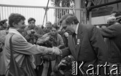 29.04.1989, Gdańsk, Polska.
Stocznia Gdańska im. Lenina. Spotkanie Lecha Wałęsy z kandydatami na posłów i senatorów Komitetu Obywatelskiego 