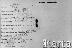 1944, brak miejsca. 
Legitymacja wojskowa wydawana przez poszczególne bataliony 77 pułku piechoty Armii Krajowej w czerwcu i w lipcu 1944 roku. 
Fot. NN, kolekcja Wincentego Borodziewicza, zbiory Ośrodka KARTA, przekazała Wanda Borodziewicz