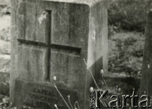 1987, Wilno, Litwa.
Cmentarz na Rossie, grób żołnierzy pełniących wartę przy grobie Marii Piłsudskiej, w którym złożono serce Józefa Piłsudskiego. Zostali zastrzeleni przez Rosjan we wrześniu 1939 roku.
Fot. NN, kolekcja Wincentego Borodziewicza, zbiory Ośrodka KARTA, przekazała Wanda Borodziewicz