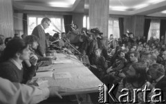 17.09.1980, Gdańsk, Polska.
Spotkanie przedstawicieli niezależnego ruchu związkowego z całego kraju w siedzibie gdańskiego Międzyzakładowego Komitetu Założycielskiego NSZZ 
