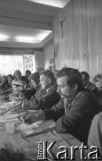 17.09.1980, Gdańsk, Polska.
Spotkanie przedstawicieli niezależnego ruchu związkowego z całego kraju w siedzibie gdańskiego Międzyzakładowego Komitetu Założycielskiego NSZZ 