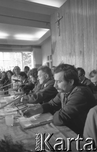 17.09.1980, Gdańsk, Polska.
Spotkanie przedstawicieli niezależnego ruchu związkowego z całego kraju w siedzibie gdańskiego Międzyzakładowego Komitetu Założycielskiego NSZZ 