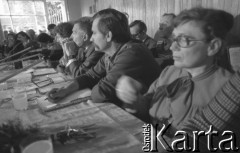 17.09.1980, Gdańsk, Polska.
Spotkanie przedstawicieli niezależnego ruchu związkowego z całego kraju w siedzibie gdańskiego Międzyzakładowego Komitetu Założycielskiego NSZZ 