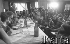 17.09.1980, Gdańsk, Polska.
Spotkanie przedstawicieli niezależnego ruchu związkowego z całego kraju w siedzibie gdańskiego Międzyzakładowego Komitetu Założycielskiego NSZZ 