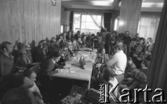 17.09.1980, Gdańsk, Polska.
Spotkanie przedstawicieli niezależnego ruchu związkowego z całego kraju w siedzibie gdańskiego Międzyzakładowego Komitetu Założycielskiego NSZZ 