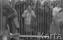 Sierpień 1980, Gdańsk, Polska.
Strajk okupacyjny w Stoczni Gdańskiej im. Lenina. Strajkujący rozmawiają przez ogrodzenie z rodzinami.
Fot. Zbigniew Trybek, zbiory Ośrodka KARTA

