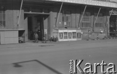 3.10.1980, Gdańsk, Polska.
Pracownicy Stoczni Gdańskiej biorą udział w ogólnopolskim, jednogodzinnym strajku ostrzegawczym. Na zdjęciu stoczniowcy przy hali.
Fot. Zbigniew Trybek, zbiory Ośrodka KARTA