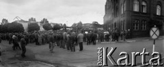 Sierpień 1980, Gdańsk, Polska.
Strajk okupacyjny w Stoczni Gdańskiej im. Lenina. Wiec stoczniowców.
Fot. Zbigniew Trybek, zbiory Ośrodka KARTA
