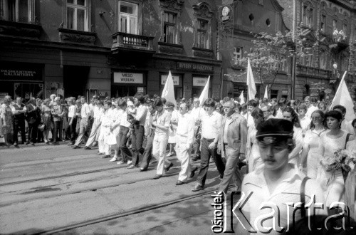 17.05.1981, Kraków, Polska.
Uczestnicy Białego Marszu. Wzięło w nim udział ok. 300 tys. ludzi. Został zorganizowany po zamachu na Jana Pawła II.
Fot. Piotr Dylik, zbiory Ośrodka KARTA