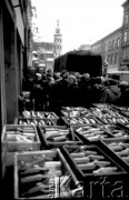 1981, Kraków, Polska.
Kolejka przed sklepem. 
Fot. Piotr Dylik, zbiory Ośrodka Karta.