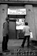 16.02.1981, Kraków, Polska.
Strajk w Akademii Górniczo-Hutniczej. Głównym postulatem studentów była rejestracja Niezależnego Zrzeszenia Studentów.
Fot. Piotr Dylik, zbiory Ośrodka Karta.