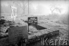 1988, Oświęcim, Polska.
Droga krzyżowa. KL Auschwitz Birkenau. Ruiny komory gazowej - Biały Domek. Tablica pamiątkowa bł. Edyty Stein. Gwiazda Dawida.
Fot. Piotr Dylik, zbiory Ośrodka KARTA