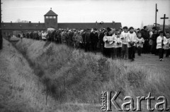 03.11.1985, Oświęcim, Polska.
Oświęcimska Droga Krzyżowa na terenie KL Auschwitz-
Birkenau.Procesja wiernych. W tle wartowania i brama główna.
Fot. Piotr Dylik, zbiory Ośrodka KARTA