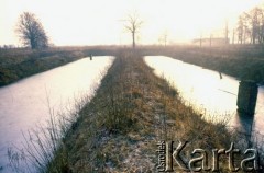 1991, Oświęcim, Polska.
KL Auschwitz Birkenau. Ruiny budynków obozowych. Rowy wypełnione wodą.
Fot. Piotr Dylik, zbiory Ośrodka KARTA
