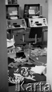 13.12.1981, Gdańsk, Polska.
Wprowadzenie stanu wojennego. Zdemolowane pomieszczenie w siedzibie NSZZ 